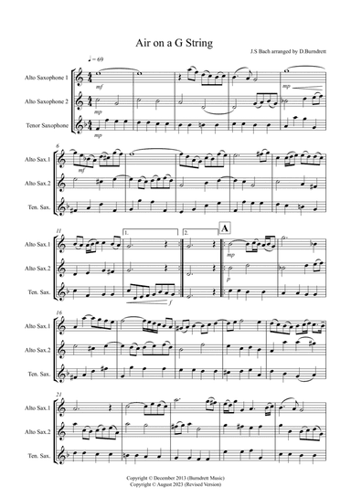 Air on a G String for Saxophone Trio