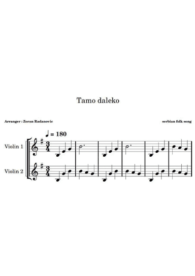 Tamo daleko - for violin duet