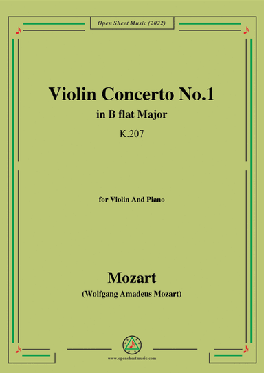 Mozart-Violin Concerto No.1 in B flat Major,K.207,for Violin and Piano