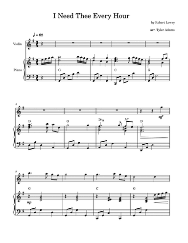 I Need Thee Every Hour (Violin Solo and Piano)