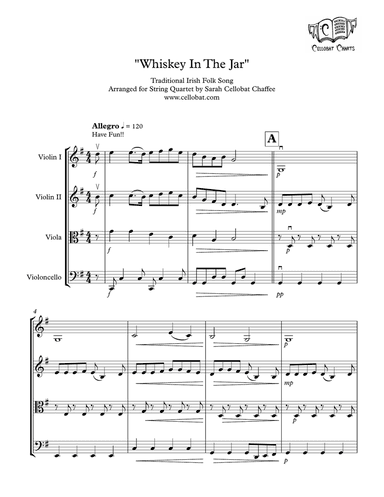 Whiskey In The Jar - String Quartet - Traditional Irish arr. Cellobat - Recording Available!