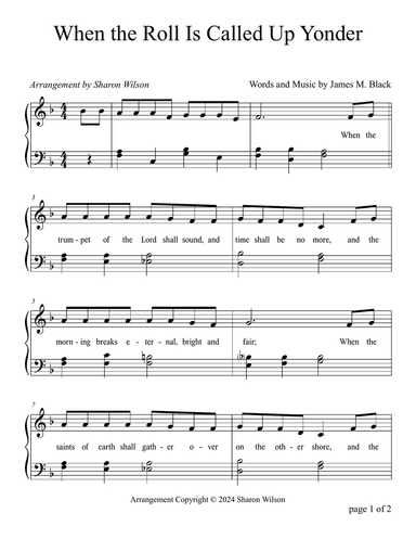 When the Roll Is Called Up Yonder (Two Octave, Early-Intermediate Piano Solo)