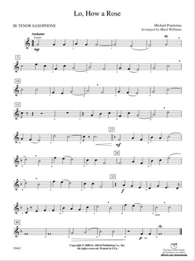 Lo, How a Rose: B-flat Tenor Saxophone