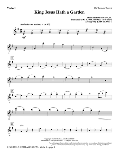 King Jesus Hath a Garden (arr. John Leavitt) - Violin 1