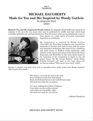 Made for You and Me: Inspired by Woody Guthrie - Part 3 - Trombone