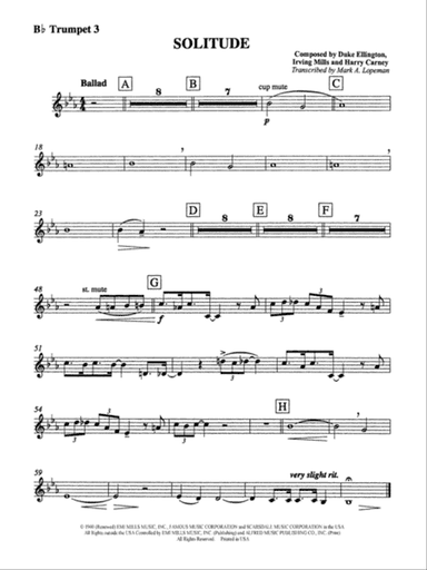 Solitude: 3rd B-flat Trumpet