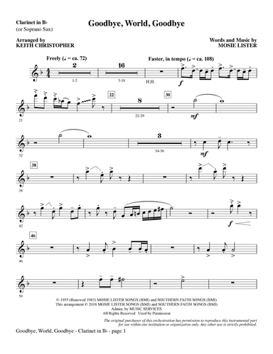 Goodbye, World, Goodbye (arr. Keith Christopher) - Clarinet (Opt. Soprano Sax)