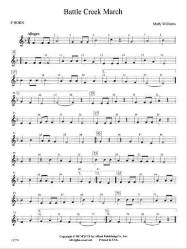 Battle Creek March: 1st F Horn