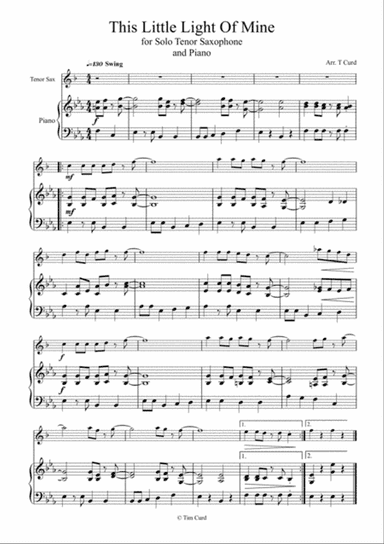 This Little Light of Mine for Tenor Saxophone and Piano