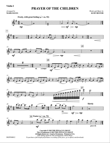 Prayer of the Children: Violin 1