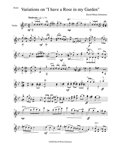 Variations on There is a rose in my garden for violin solo