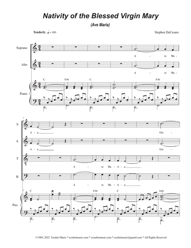 Nativity of the Blessed Virgin Mary (Ave Maria) (SATB)