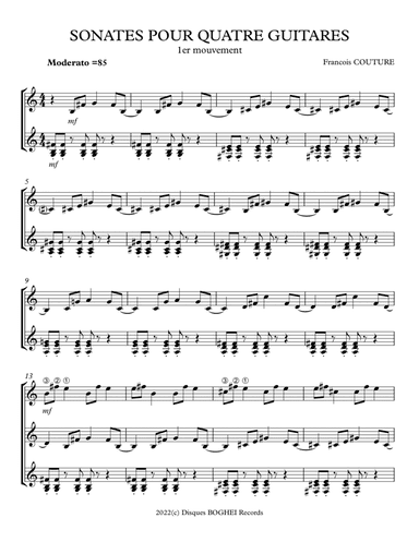SONATE POUR QUATRE GUITARES No1