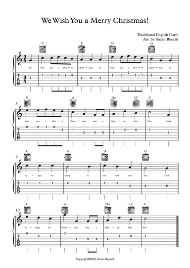 We Wish You a Merry Christmas! (Easy Guitar with Chords)