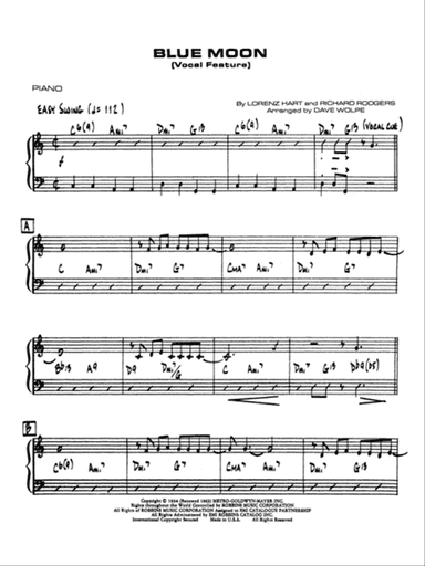 Blue Moon: Piano Accompaniment