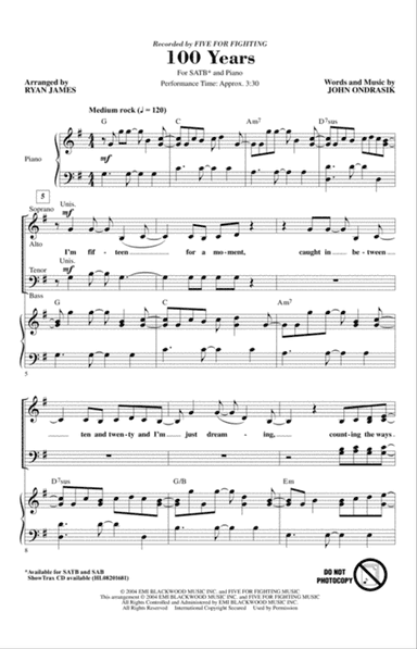 100 Years (arr. Ryan James)