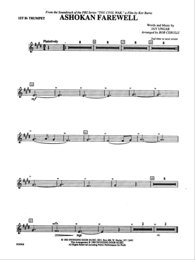 Ashokan Farewell: 1st B-flat Trumpet