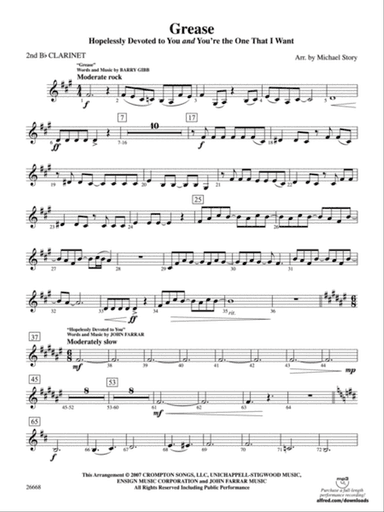 Grease: 2nd B-flat Clarinet