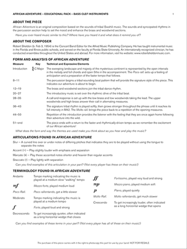African Adventure: Bass Clef Educational Pack