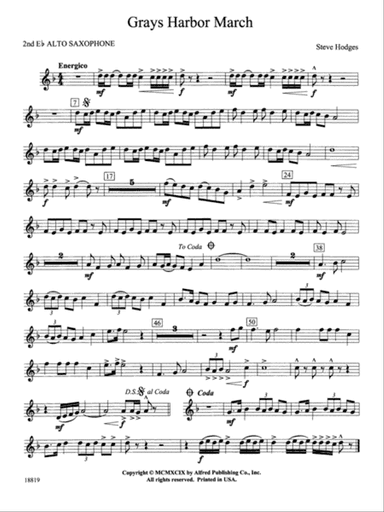 Grays Harbor March: 2nd E-flat Alto Saxophone