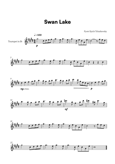 Tchaikovsky - Swan Lake Theme (for Trumpet in Bb Solo)