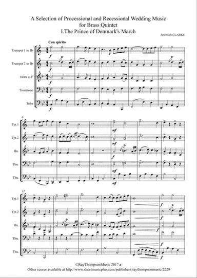 A Selection of Processional and Recessional Wedding Music for Brass Quintet - brass quintet