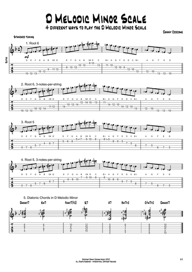 D Melodic Minor Scale (4 Ways to Play)