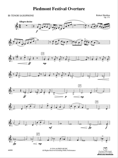 Piedmont Festival Overture: B-flat Tenor Saxophone