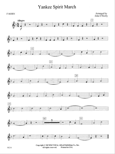 Yankee Spirit March: 1st F Horn