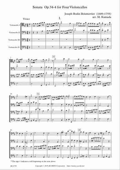 Sonata Op.34-4 for Four Violoncellos