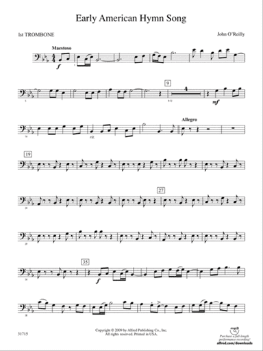 Early American Hymn Song: 1st Trombone