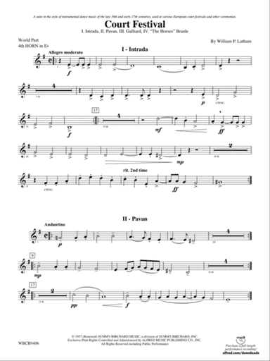 Court Festival (Suite for Concert Band): (wp) 4th Horn in E-flat