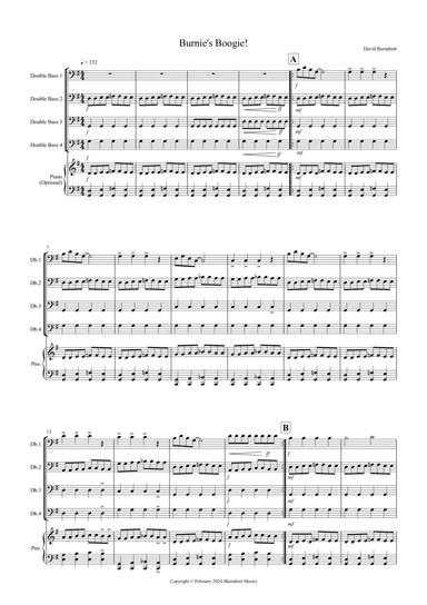 Burnie's Boogie! for Beginning Double Bass Quartet