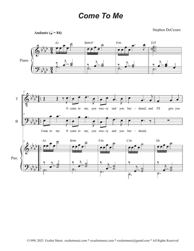 Come To Me (Duet for Tenor and Bass solo)