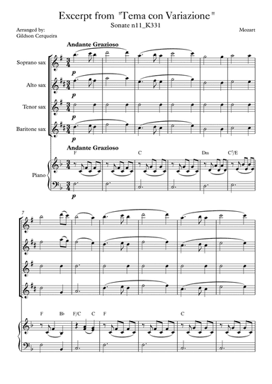 Excerpt from sonate k331 - "Tema con Variazione"