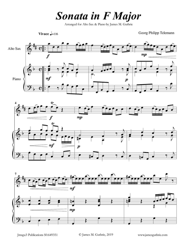 Telemann: Sonata in F Major for Alto Sax & Piano