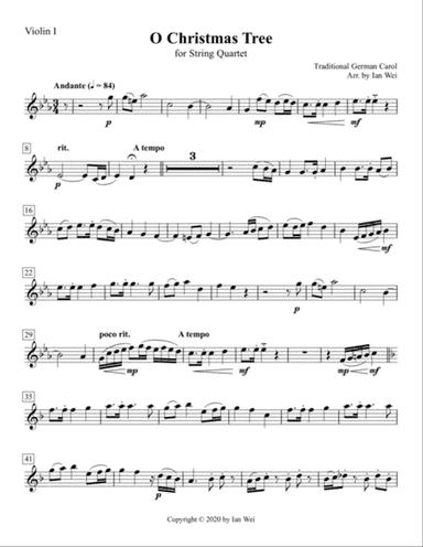 O Christmas Tree for String Quartet