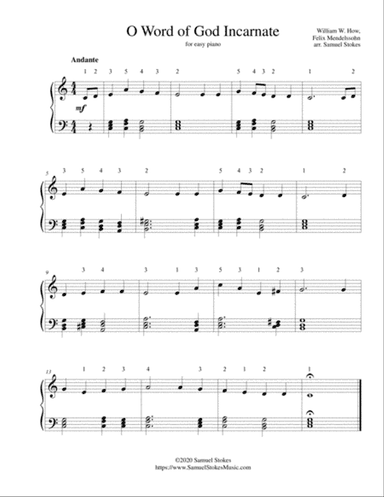 O Word of God Incarnate - for easy piano