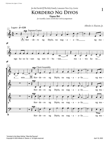 Kordero Ng Diyos - Misa Ng Pag-asa