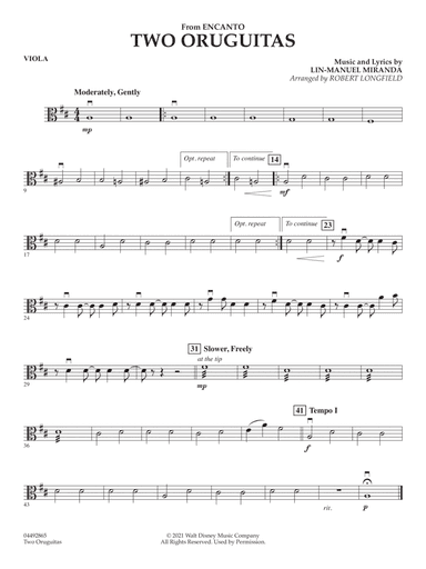 Two Oruguitas (from Encanto) (arr. Robert Longfield) - Viola
