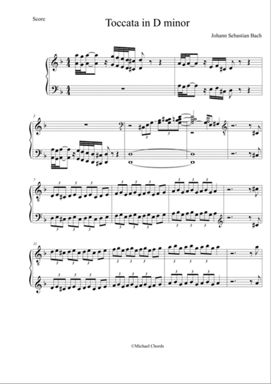 Toccata in D minor EASY PIANO