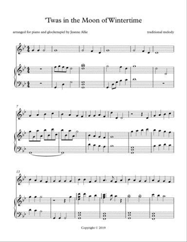 'Twas in the Moon of Wintertime (for glockenspiel)