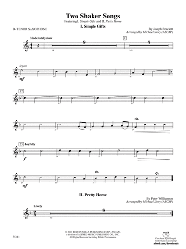 Two Shaker Songs: B-flat Tenor Saxophone