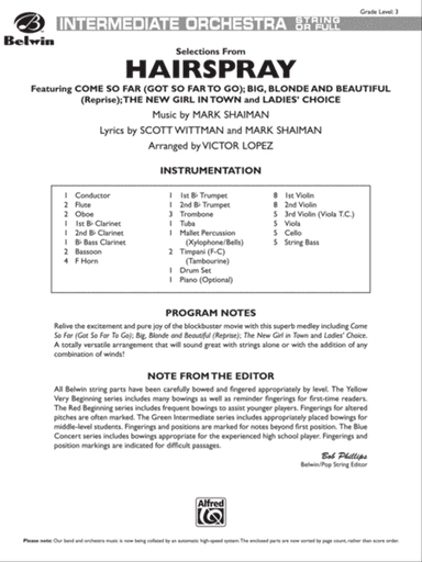 Hairspray, Selections from: Score