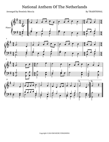 National Anthem Of The Netherlands