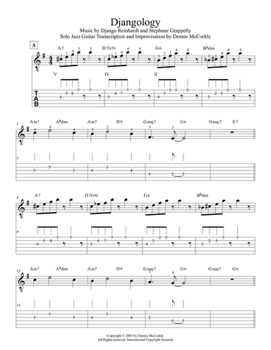Djangology (arranged for Solo Jazz Guitar, with improvisation)