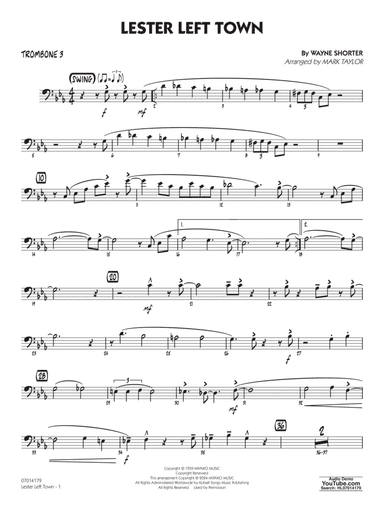 Lester Left Town (arr. Mark Taylor) - Trombone 3