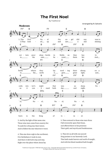 The First Noel (Key of B Major)