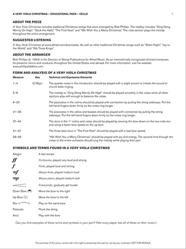 A Very Viola Christmas: Cello Educational Pack