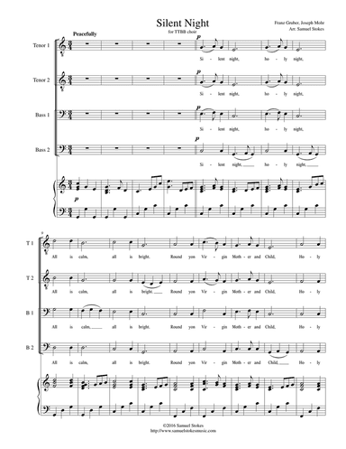 Silent Night - for TTBB choir with piano accompaniment
